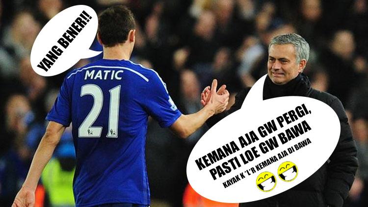 Nemanja Matic dan Jose Mourinho.